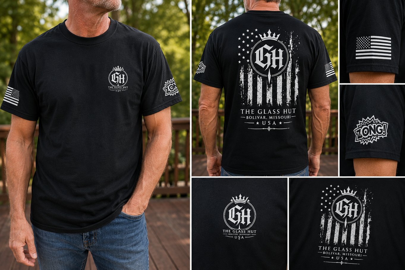 Black The Glass Hut USA Tee Shirt