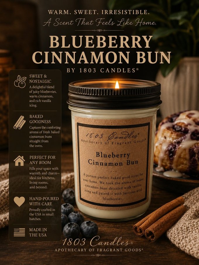 Blueberry Cinnamon Bun - 14oz. Jar Candle