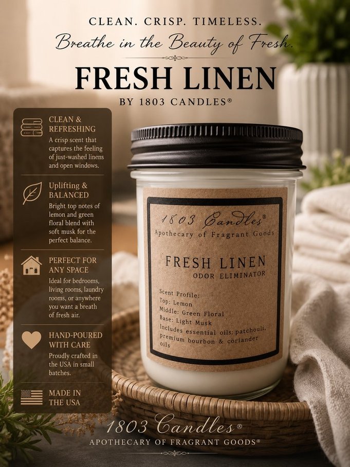 Fresh Linen 14oz. Jar Candle