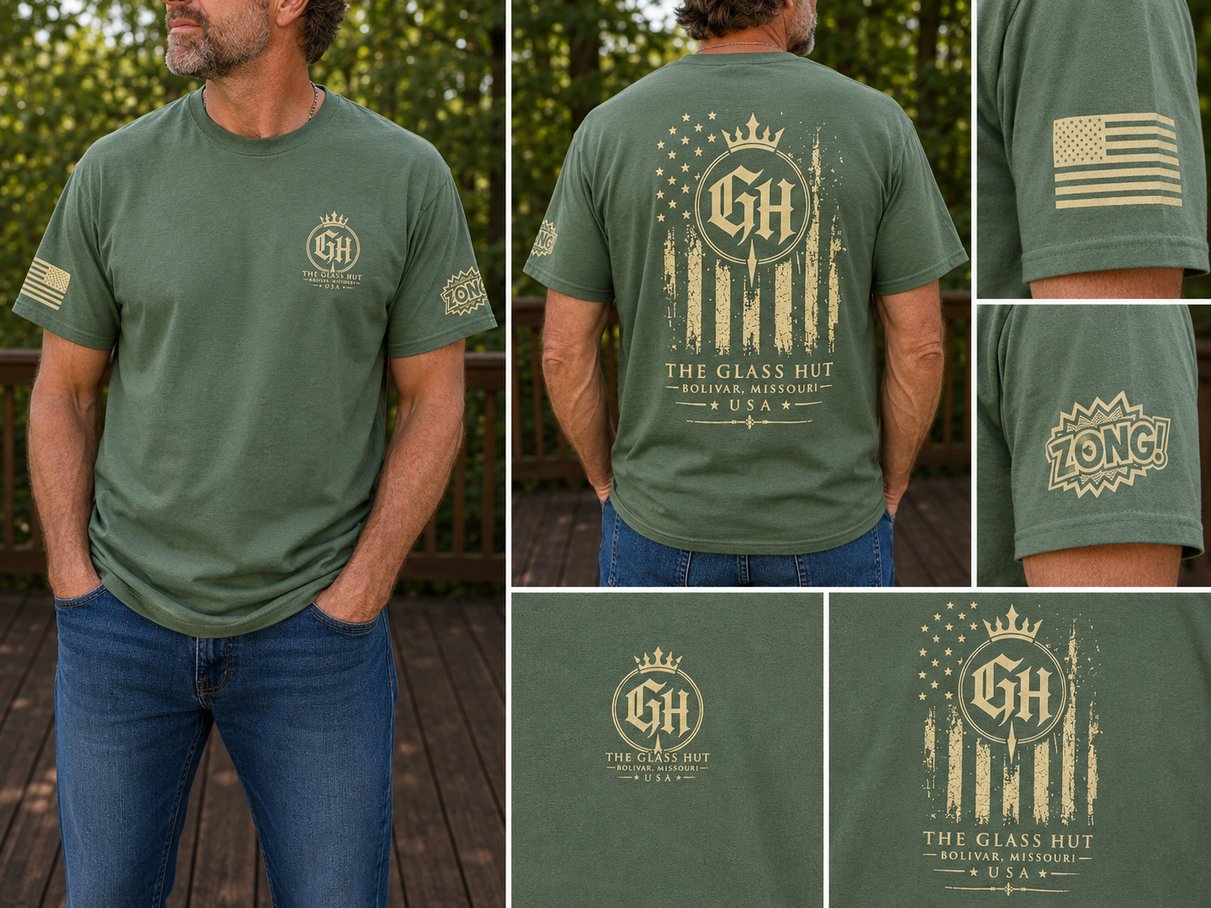 Olive The Glass Hut USA Tee Shirt