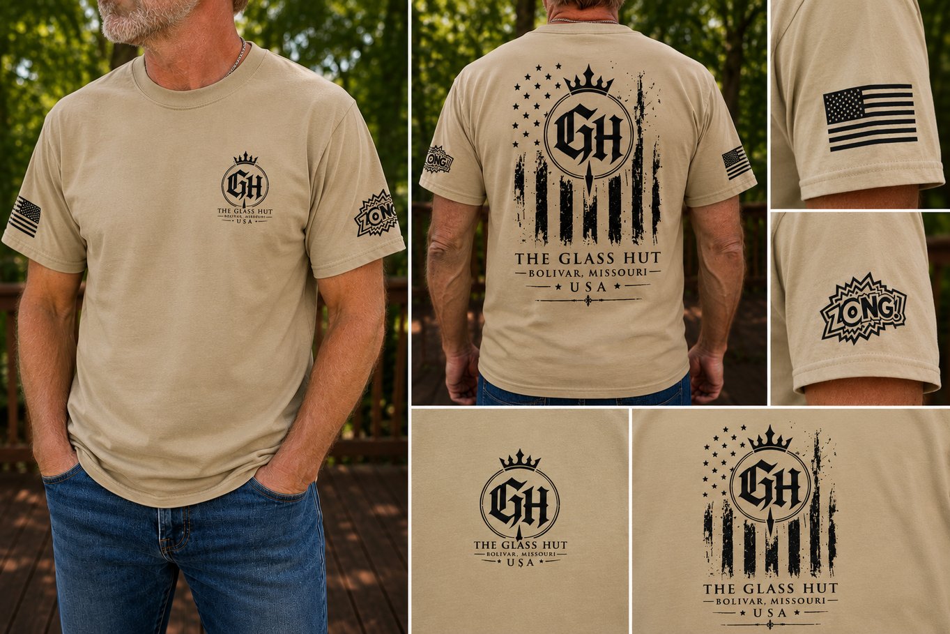 Tan The Glass Hut USA Tee Shirt